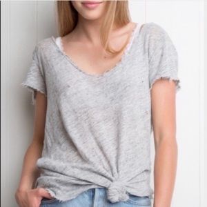 Brandy Melville Katerina Linen Slouchy Top OS Grey
